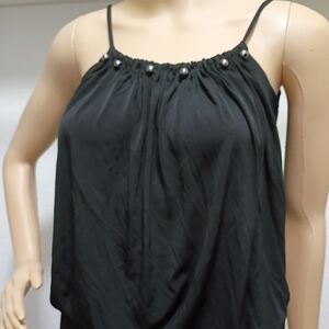 Silky Studded Black Camisol With Tie On Side. Size Small. By Julian Chang